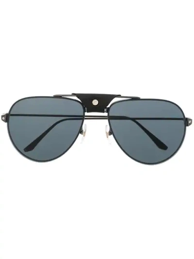 Shop Cartier Santos De  Aviator-frame Sunglasses In Black
