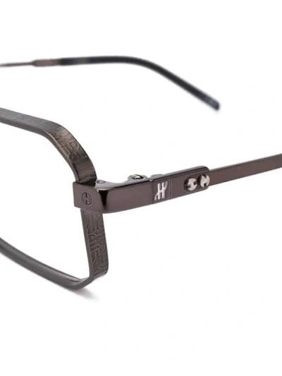 Shop Hublot Eyewear Thin Rectangular Frame Glasses In Black