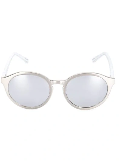 Shop Linda Farrow Round Frame Sunglasses In Metallic