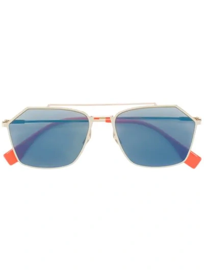 Shop Fendi Tinted Square Sunglasses In Metallic
