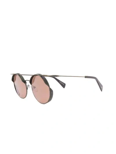 Shop Yohji Yamamoto Round Frame Sunglasses In Brown