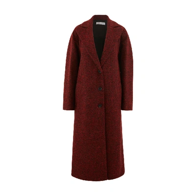 Shop Red Valentino Ruffle Herringbone Coat In Lacca/red