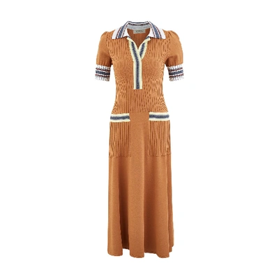 Shop Sportmax Turbigo Dress In Hazelnut Brown