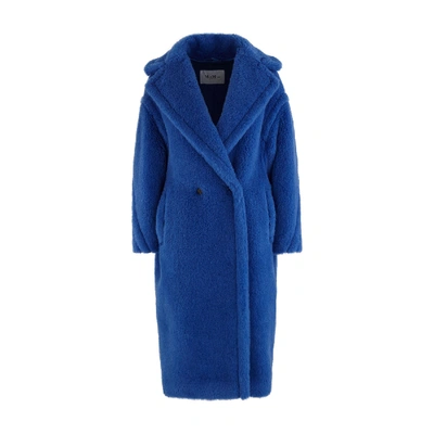 Shop Max Mara Teddy Wool And Alpaca Coat In Cornerflower Blue