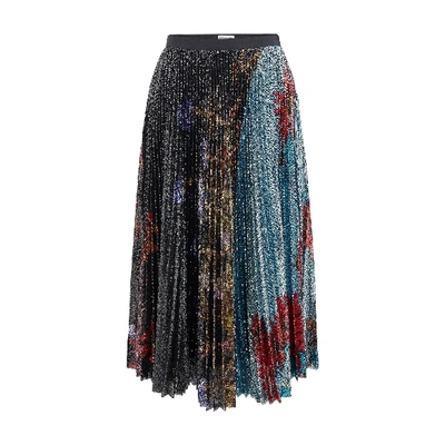 Shop Dries Van Noten Sequinned Pleated Skirt In Multicolor