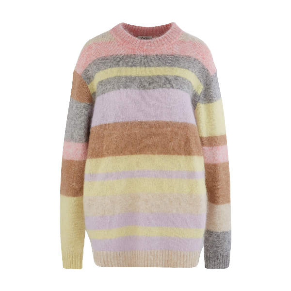 Acne Studios Oversized Striped Sweater Lilac/yellow Multi | ModeSens