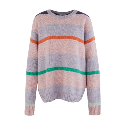 Shop Acne Studios Kalexia Striped Sweatshirt. In Lilac/multi