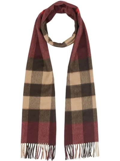 Shop Burberry Check Cashmere Scarf In Red