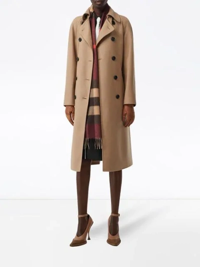 Shop Burberry Check Cashmere Scarf In Red