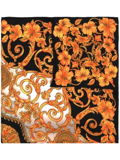 Shop Versace Baroque Print Scarf In Black