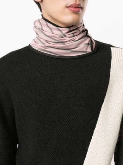 Shop Kiko Kostadinov Slim Stripe Neck Scarf In Heather Pink