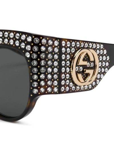 Shop Gucci Oversized Sunglasses In Brown