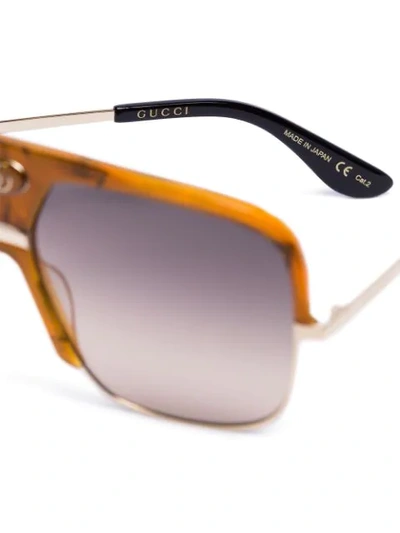 Shop Gucci Oversized Aviator Sunglasses In Yellow
