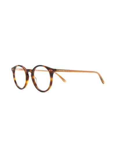 Shop Bottega Veneta Round Frame Glasses In Brown