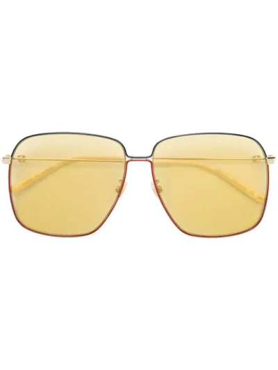 Shop Gucci Rectangular Frame Sunglasses In Blue