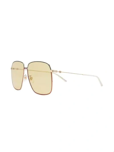 Shop Gucci Rectangular Frame Sunglasses In Blue