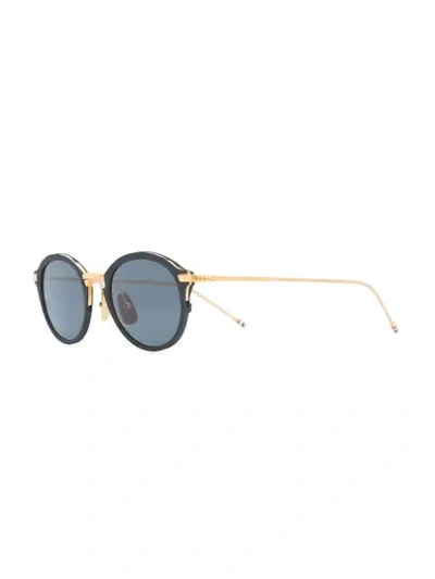 Shop Thom Browne Round Shaped Sunglasses In Black