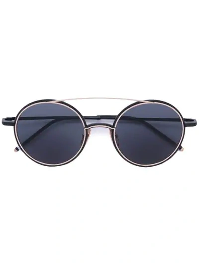 Shop Thom Browne Round Framed Sunglasses In Black