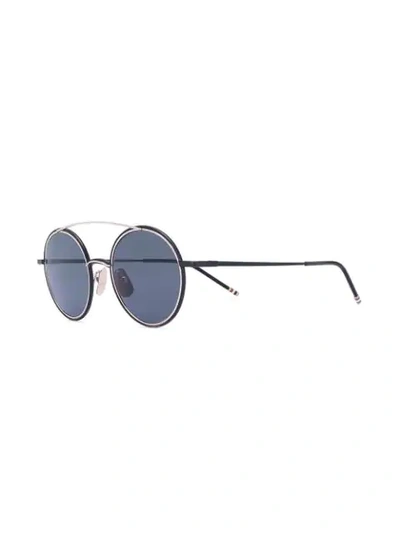 Shop Thom Browne Round Framed Sunglasses In Black