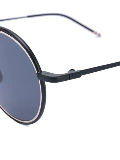 Shop Thom Browne Round Framed Sunglasses In Black