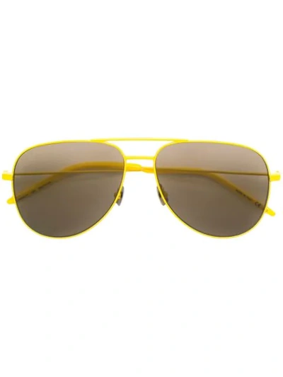 Shop Saint Laurent Classic 11 Aviator Sunglasses In Yellow