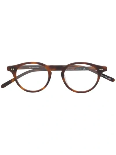 Epos Round Frame Glasses In 棕色