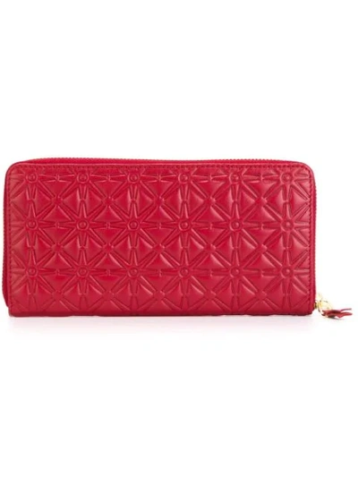 Shop Comme Des Garçons Flower Embossed Wallet In Red