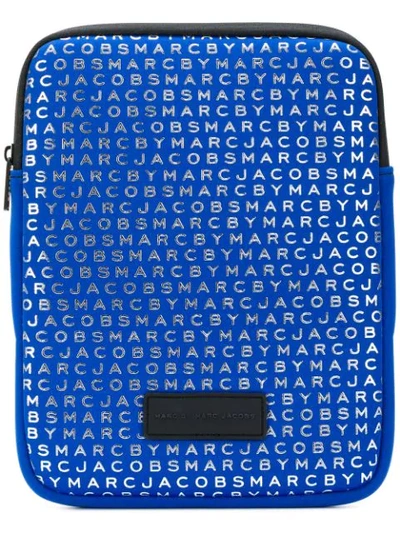 Shop Marc By Marc Jacobs Monogram Print Laptop Case In Blue