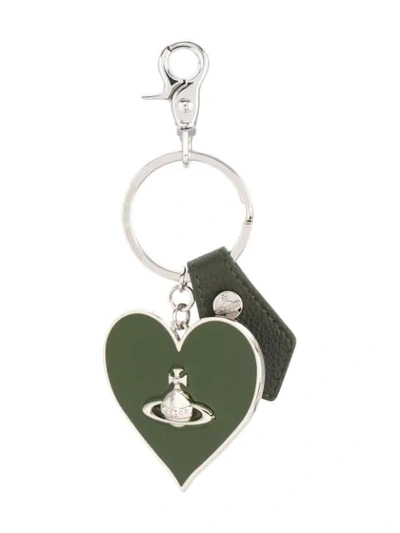 Shop Vivienne Westwood Windsor Mirror Heart Keyring In Green