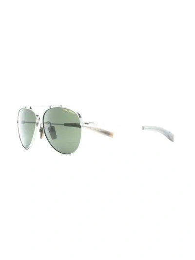 Shop Dita Eyewear Embossed Aviator Sunglasses In Slv-grn