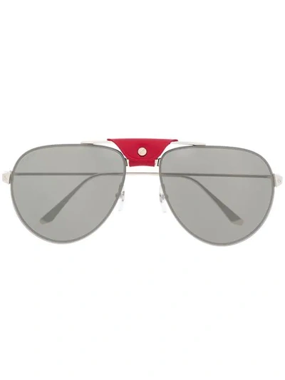 Shop Cartier Aviator Sunglasses In Silver