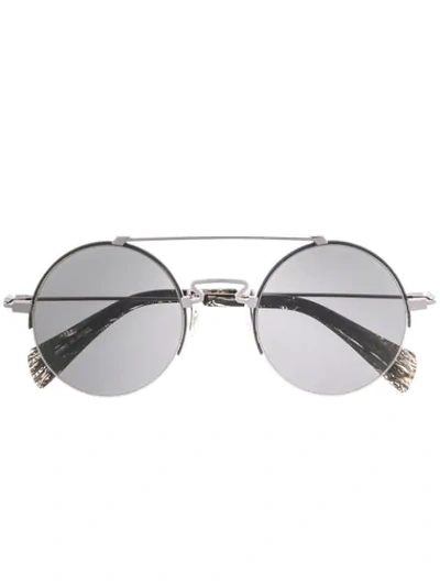 Shop Yohji Yamamoto Round Frame Sunglasses In Metallic