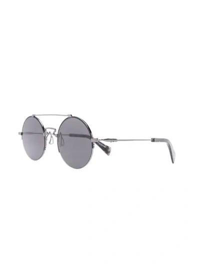 Shop Yohji Yamamoto Round Frame Sunglasses In Metallic