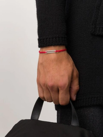 Shop Le Gramme 17/10g Cord Bracelet In Silver/red