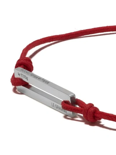 Shop Le Gramme 17/10g Cord Bracelet In Silver/red