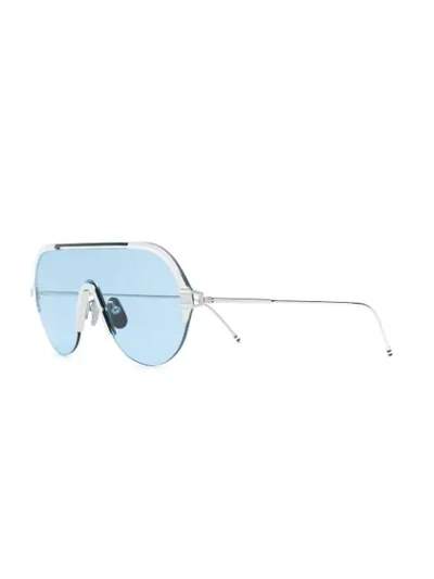 Shop Thom Browne Aviator Sunglasses In Silver