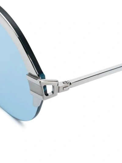 Shop Thom Browne Aviator Sunglasses In Silver