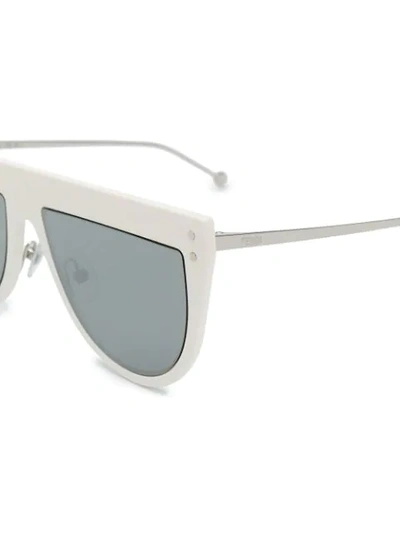 Shop Fendi Engraved Logo Sunglasses In White