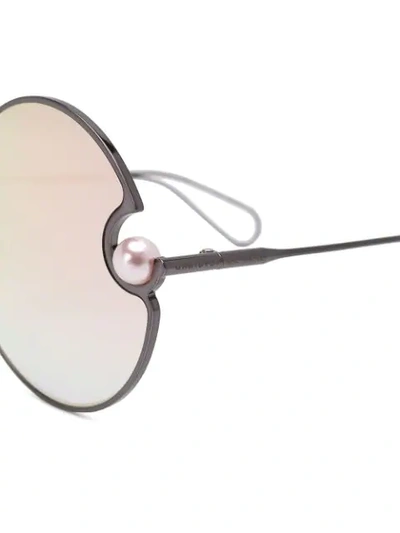 Shop Christopher Kane Pearl Embellished Round Sunglasses In Metallic