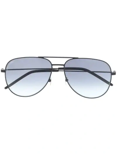 Shop Saint Laurent Aviator Sunglasses In Black