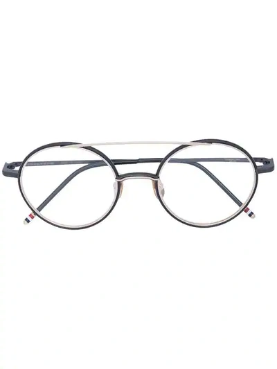 Shop Thom Browne Eyewear Round Shaped Glasses - Black