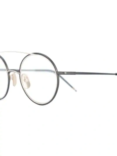 Shop Thom Browne Eyewear Round Shaped Glasses - Black