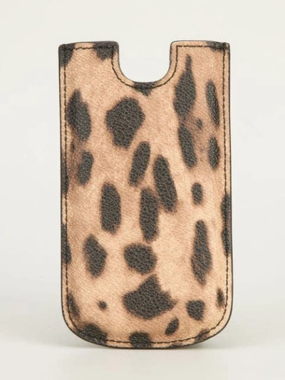 Shop Dolce & Gabbana Leopard Print Phone Case In Nude/neutrals