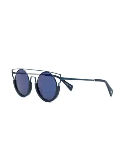 Shop Yohji Yamamoto Round Frame Sunglasses - Black