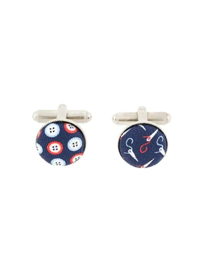 Shop Fefè Glamour Pochette Fefè Button And Needle Print Cufflinks - Red