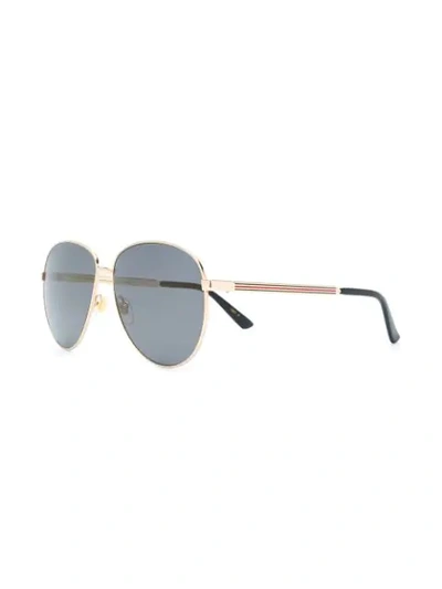 Shop Gucci Aviator Frame Sunglasses In Black
