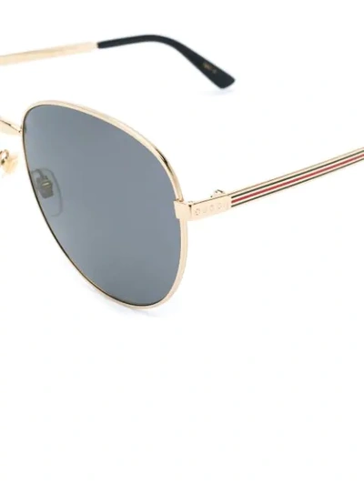 Shop Gucci Aviator Frame Sunglasses In Black