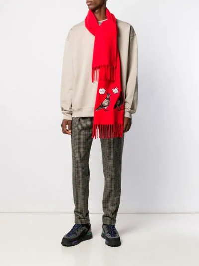 Shop Acne Studios Embroidered Scarf In Red
