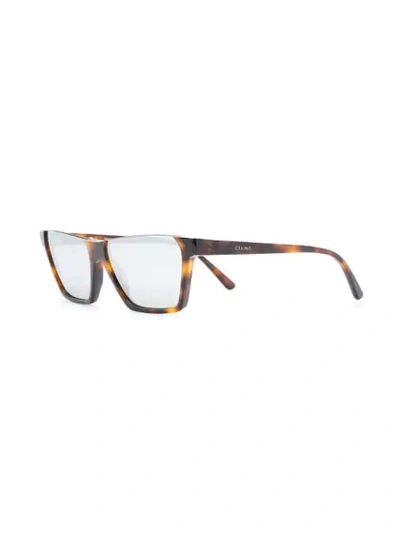 Shop Celine Rectangular Frame Sunglasses In Brown