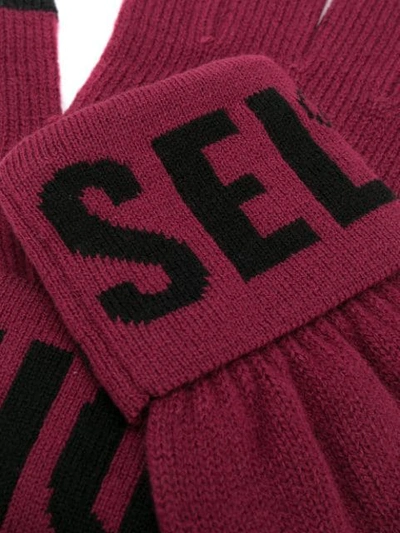 Shop Diesel Logo Cuff Gloves In Pink